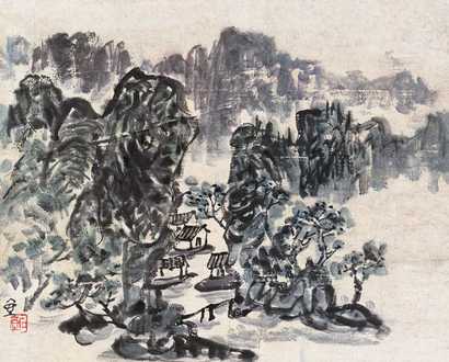 陈子庄 山水 镜心